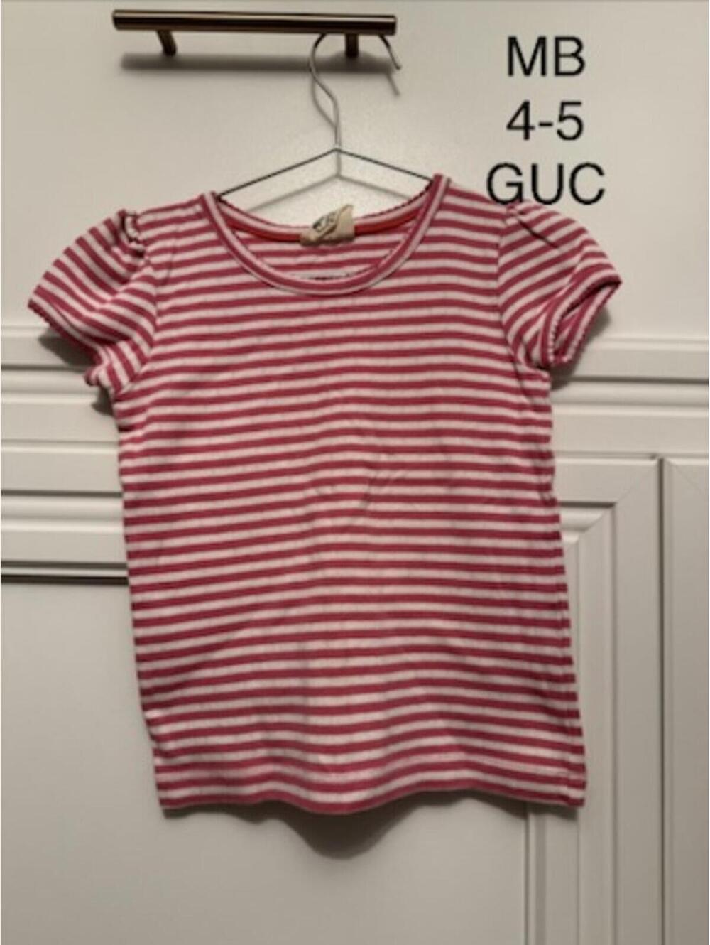 Mini Boden Girls' Striped Short Sleeve Shirt Size 4-5